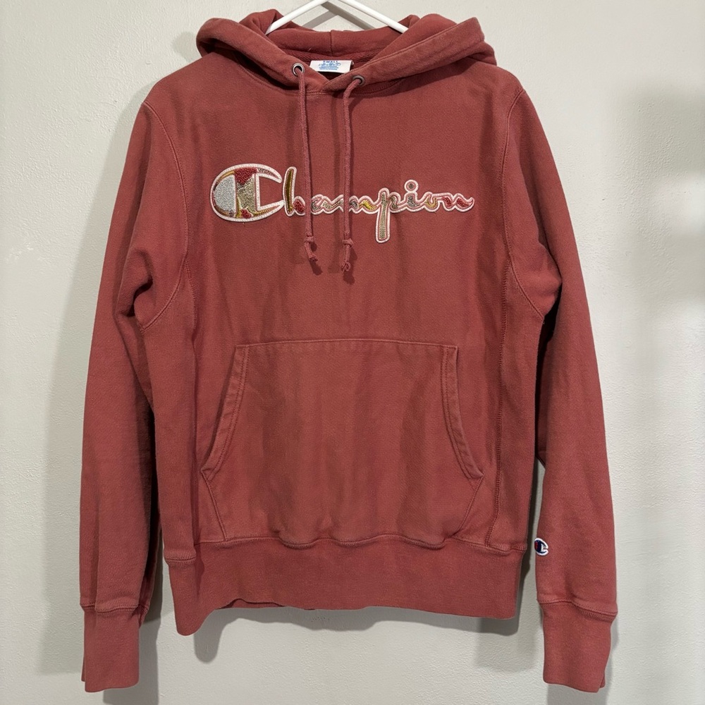 Champion Reverse Weave Hooded Pullover Sweatshirt Size Small Red Sandalwood - Picture 4 of 9